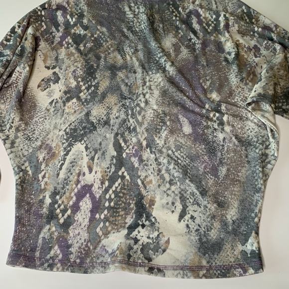 Snake Print Purple French Terry Dolman Long Sleeve - Picture 3 of 4
